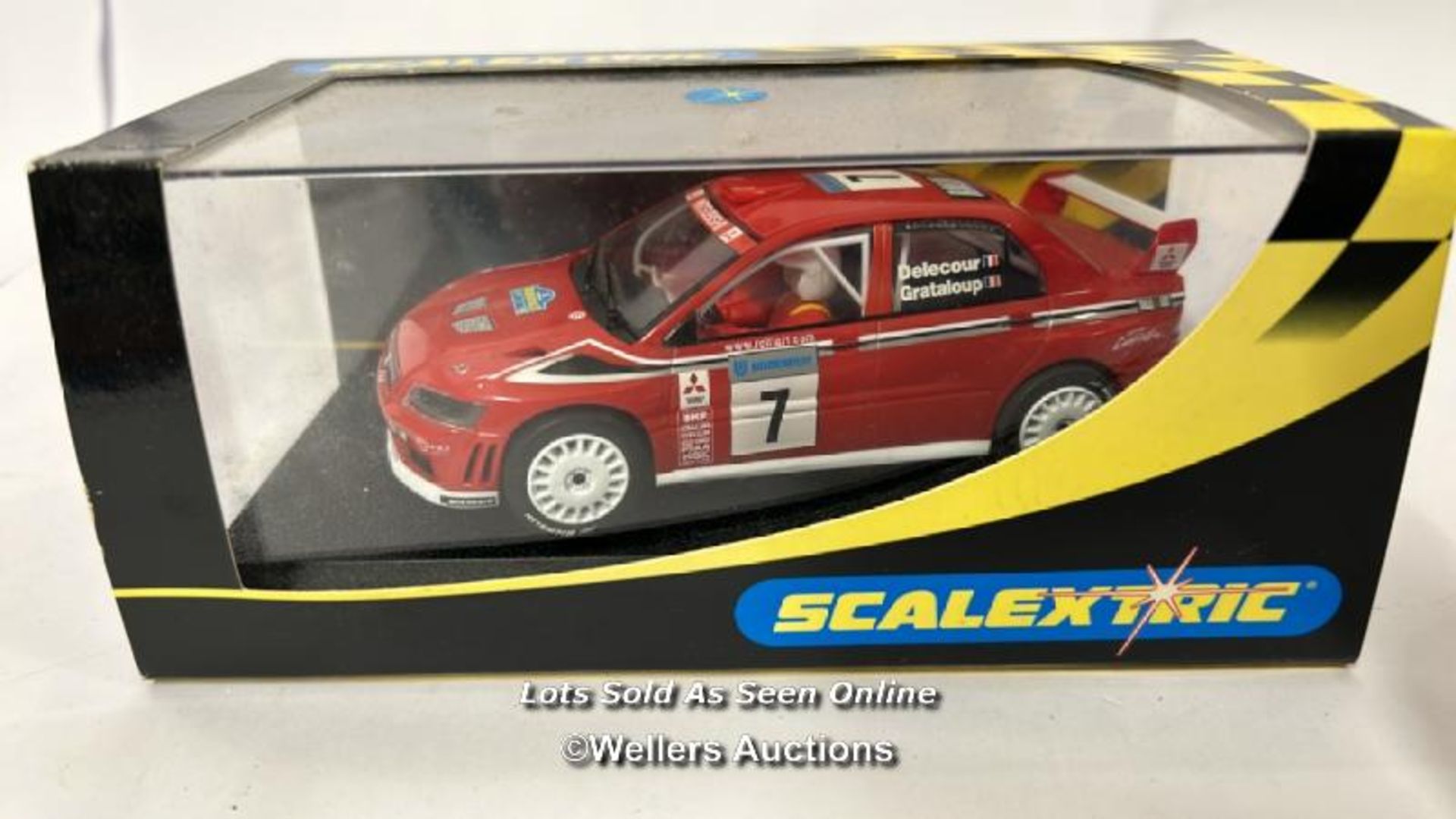 Three boxed & unboxed Scalextric cars including MGB 1964 Sebring and Mitsubishi Lancer / AN4 - Image 3 of 4