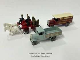 Three Matchbox Models of Yesteryear diecast vehicles including Y-4 Kent Fire Brigade Horse Drawn