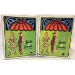 Two vintage 1960's Barbie & Francie vinyle doll trunks, with six vintage Barbie and Francie dolls,