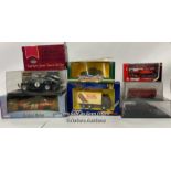 Eight assorted boxed model vehicles including Corgi Ford cargo box van, Hot wheels Carrera Ferrari