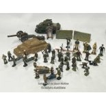 Assorted military figures and accessories including metal hand painted soldiers, plastic soldiers,