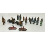 Collection of Britains assorted lead WWI & WWII figures and motorbikes (20) / AN19