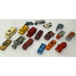 Unboxed mainly Matchbox group of trucks, vans and motorbikes including Nestle's Commer 30 van no.69,