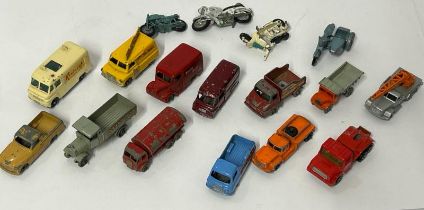 Unboxed mainly Matchbox group of trucks, vans and motorbikes including Nestle's Commer 30 van no.69,