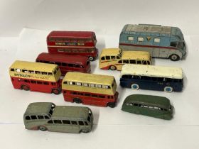 Dinky unboxed group of mainly coaches & buses including Leyland Royal Tiger, Observation coach,