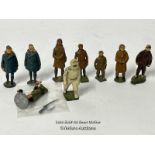 Eight assorted lead military figures including one RAF fire fighter from set 1758 / AN5