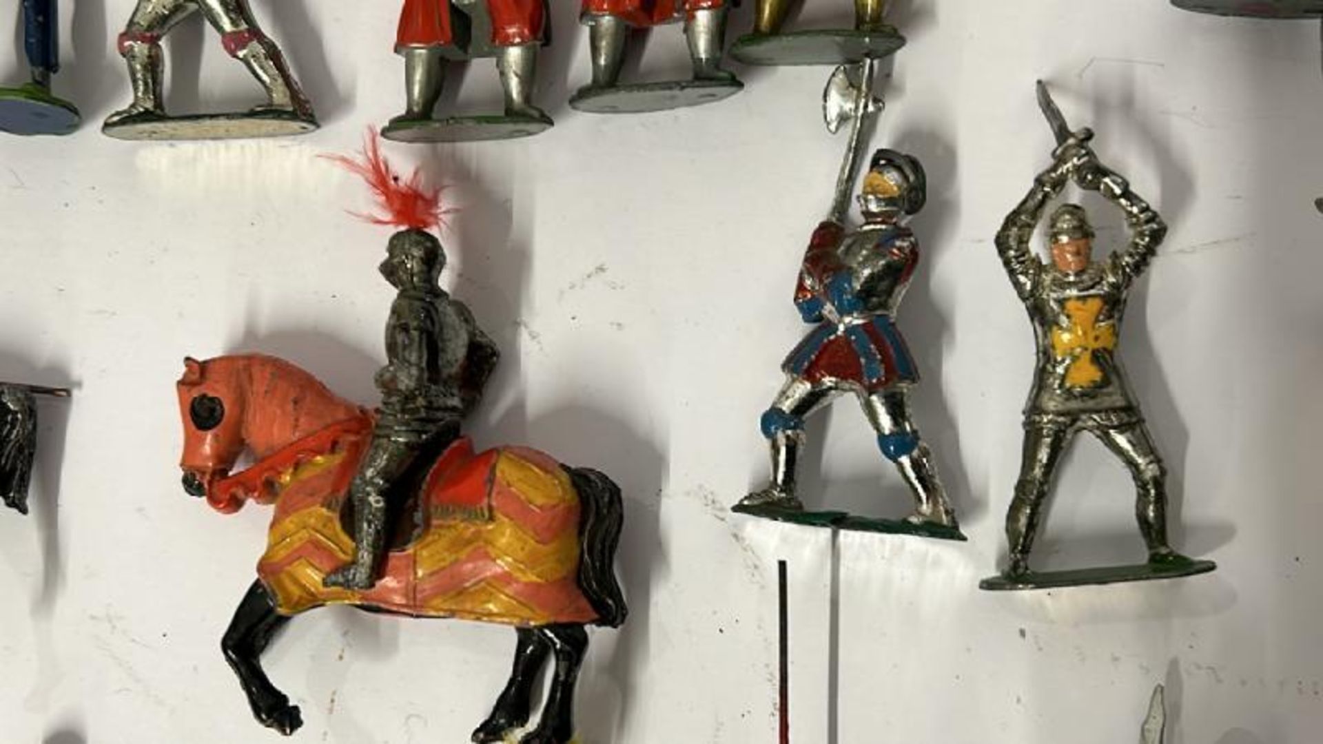 Large collection of Medieval themed mainly Britains lead figures and horses including knights and - Image 10 of 16