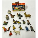 Small collection of lead animal figures including a Timpo Toys Pekinese dog no.5017 with original