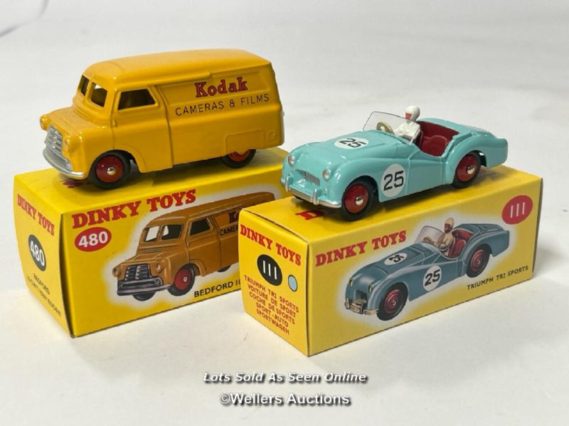 Dinky Bedford 10 'Kodak' van no.480 and Triumph TR2 no.111, 2017 editions / AN3
