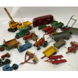 Dinky unboxed group including tractors, trailers, crane, and British Railway Horsebox (25) / AN15