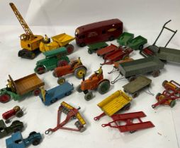 Dinky unboxed group including tractors, trailers, crane, and British Railway Horsebox (25) / AN15
