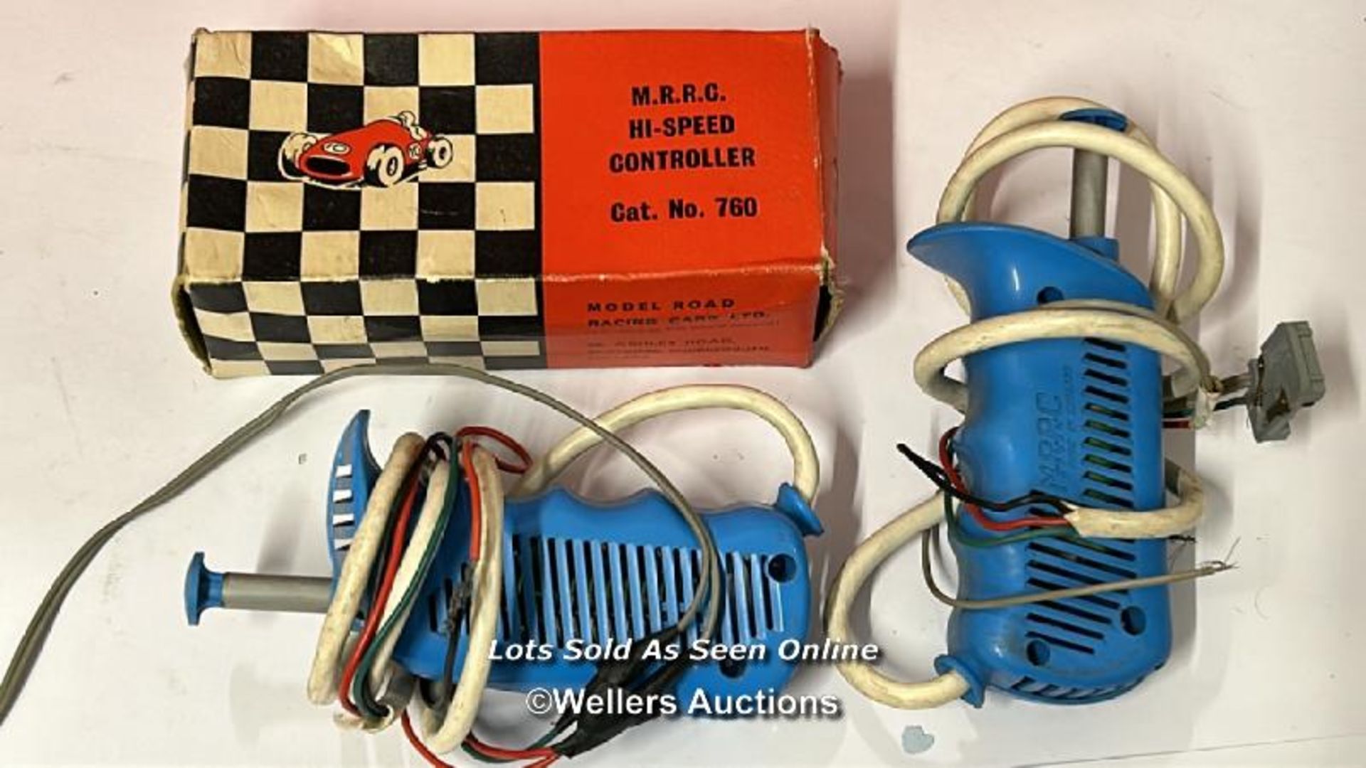 Four vintage V.I.P Raceways track cars, two boxed with three Scalextric controllers, two M.R.R.C. - Image 14 of 18