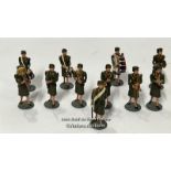 A group of eleven hand painted lead figures of a female marching band in WWII era uniform / AN5