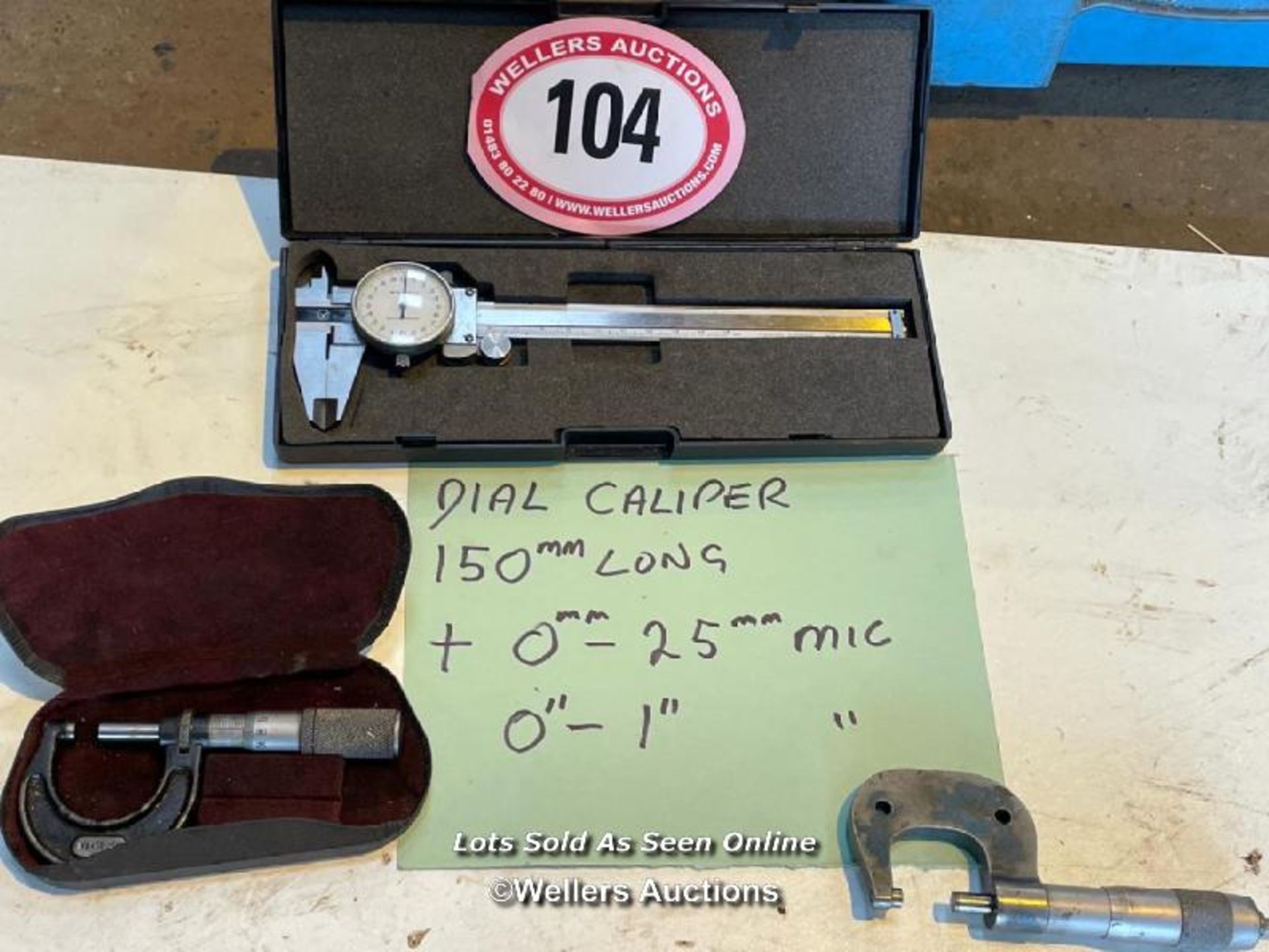 DIAL CALIPER 150MM LONG AND 0MM-24MM, 0"-1" MICROMETERS