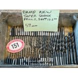 LARGE QUANTITY (APPROX. 50X) BRAND NEW TAPER SHANK DRILLS, 3.25MM-15.5MM