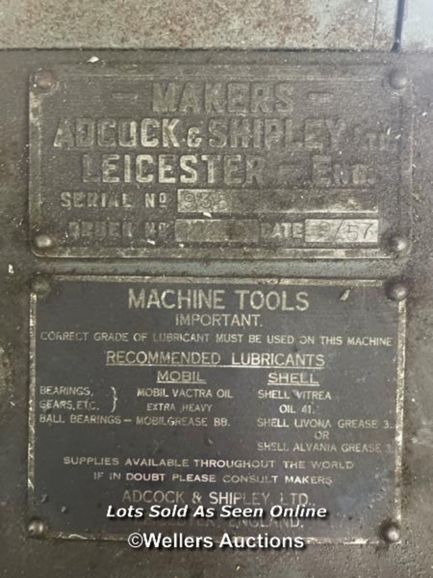 ADCOCK AND SHIPLEY LTD. LEVER ACTION HORIZONTAL MILL, 3 PHASE, IN WORKING ORDER - Bild 2 aus 6