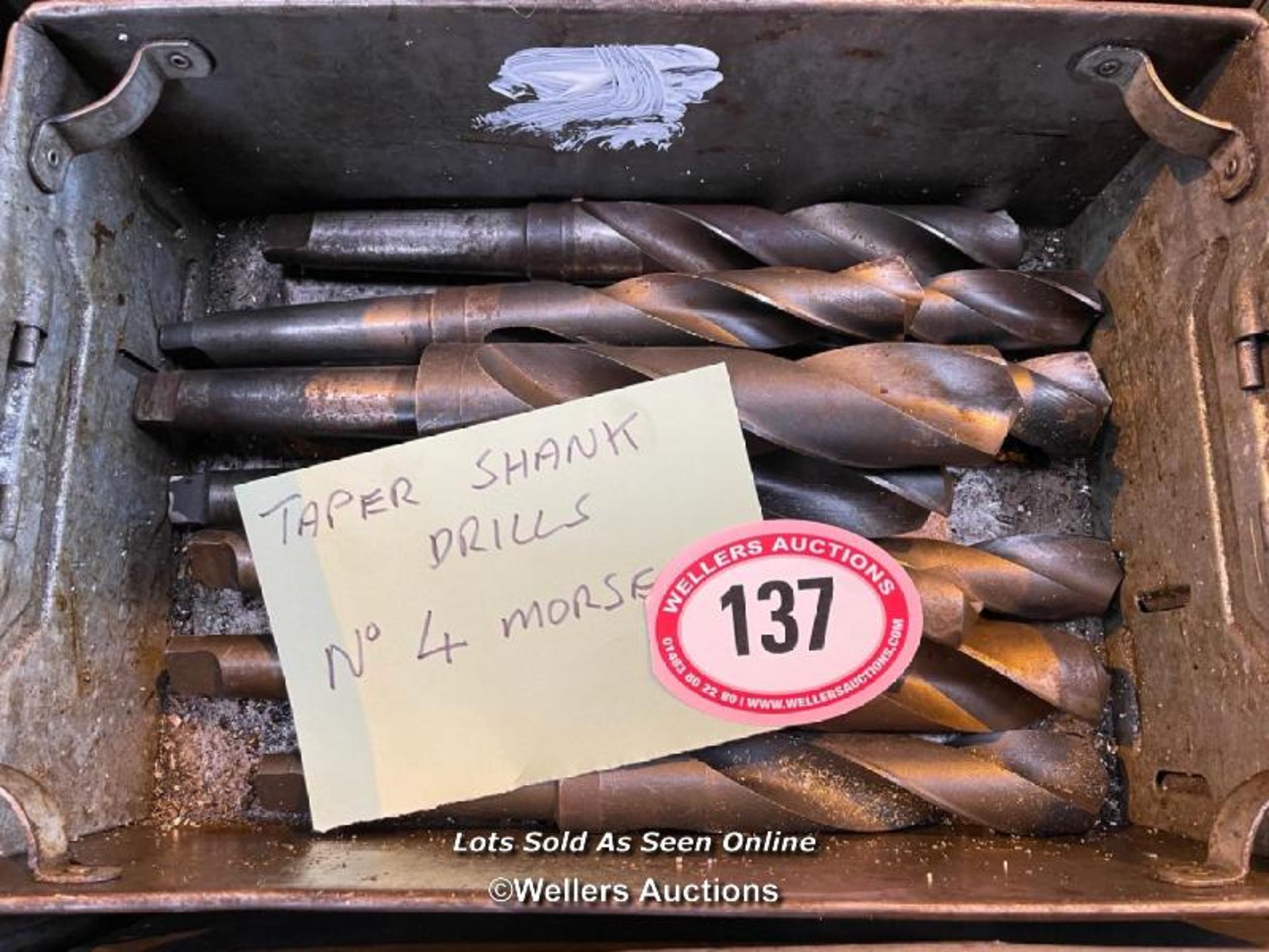 TRAY OF 9X TAPER SHANK DRILLS, NO.4 MORSE