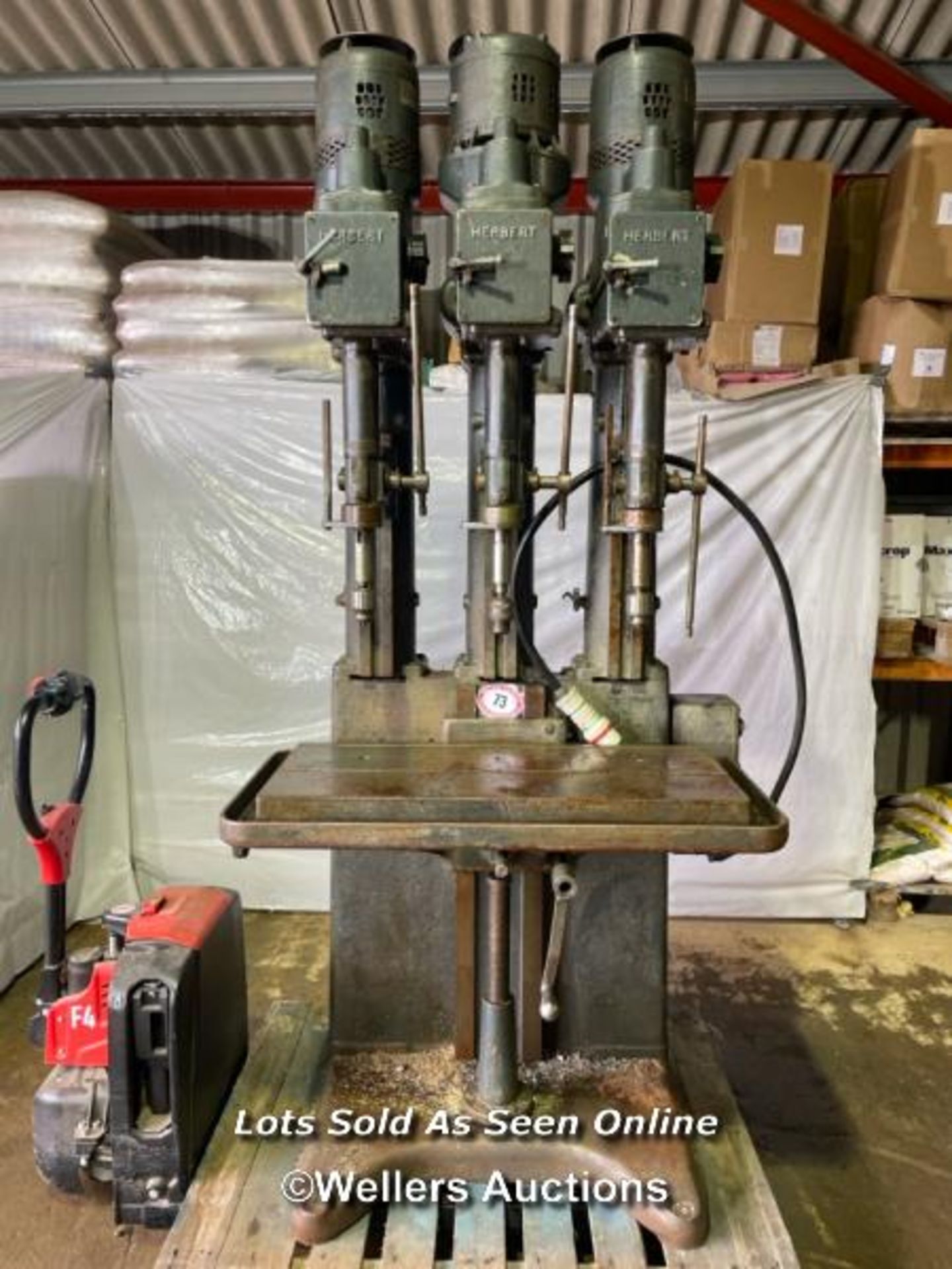 HERBERT D5CWJ682 3 SPINDLE DRILLING MACHINE, 3 PHASE, IN WORKING ORDER
