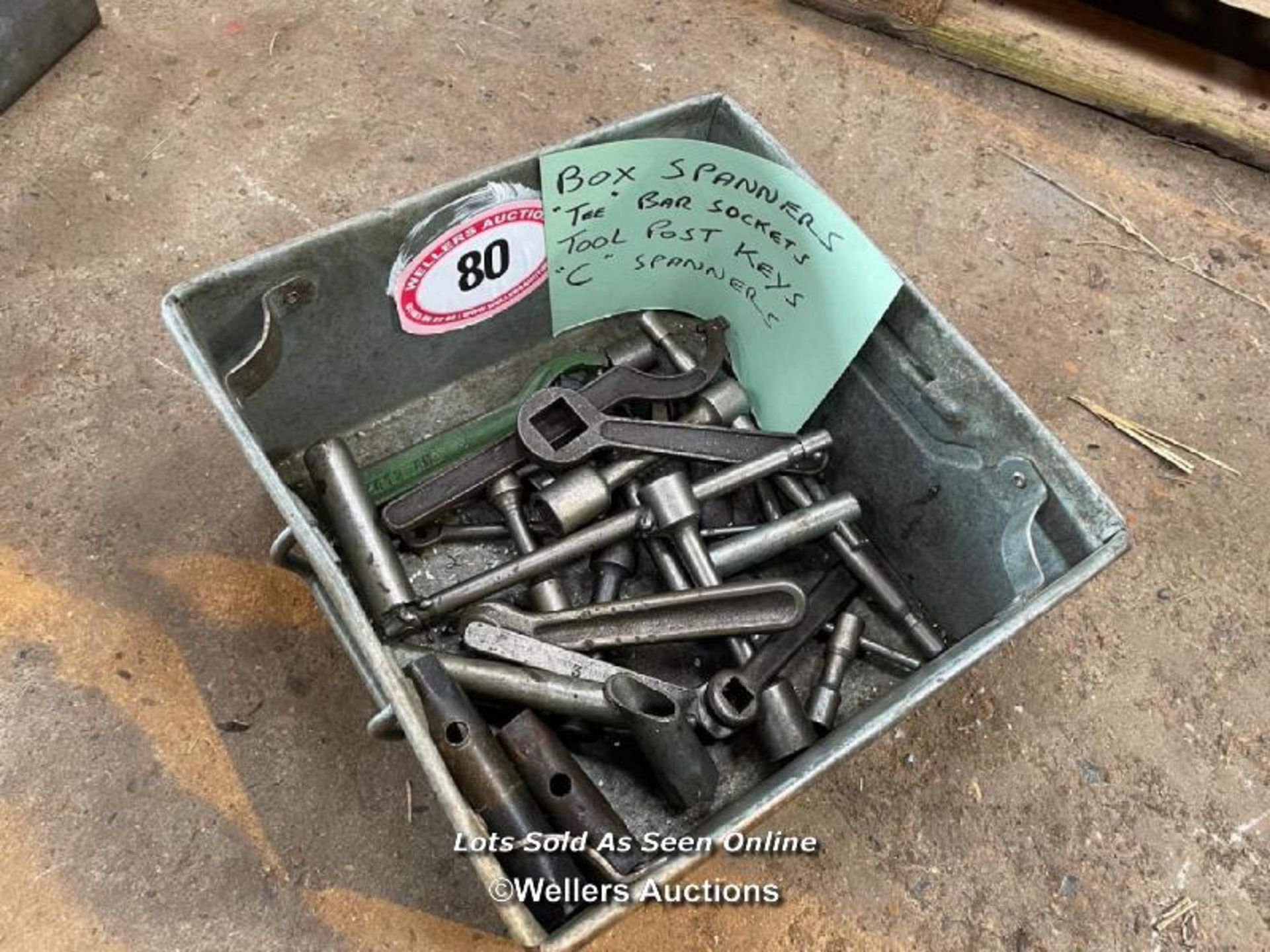 BOX OF SPANNERS, SOCKETS, KEYS AND C SPANNERS