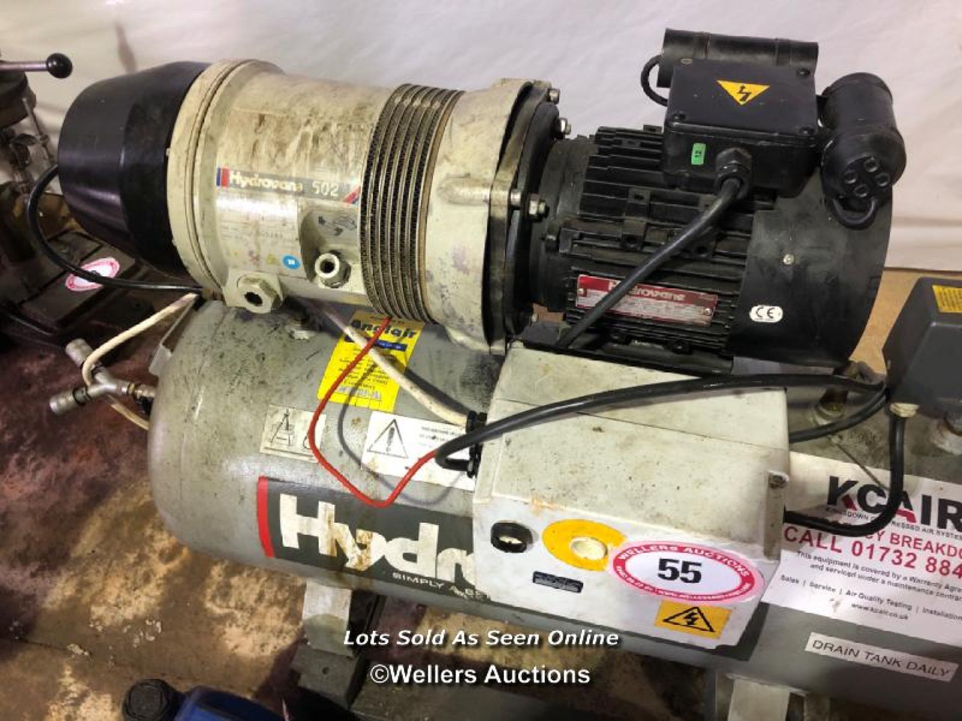 HYDROVANE 502 240V AIR COMPRESSOR, WITH 2 GAL. OF OIL, IN WORKING ORDER - Image 2 of 6