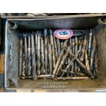 TWO TRAYS, LARGE QUANTITY OF TAPER SHANK DRILLS, NO.2 MORSE