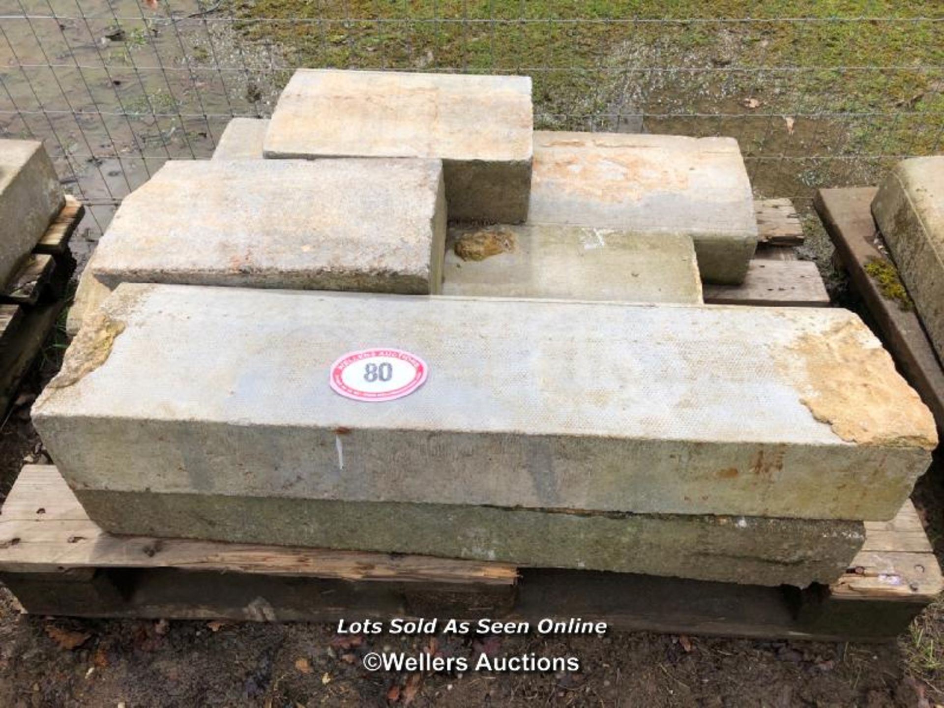 SIX PIECES OF CONCRETE COPING, 90CM L X 26CM W