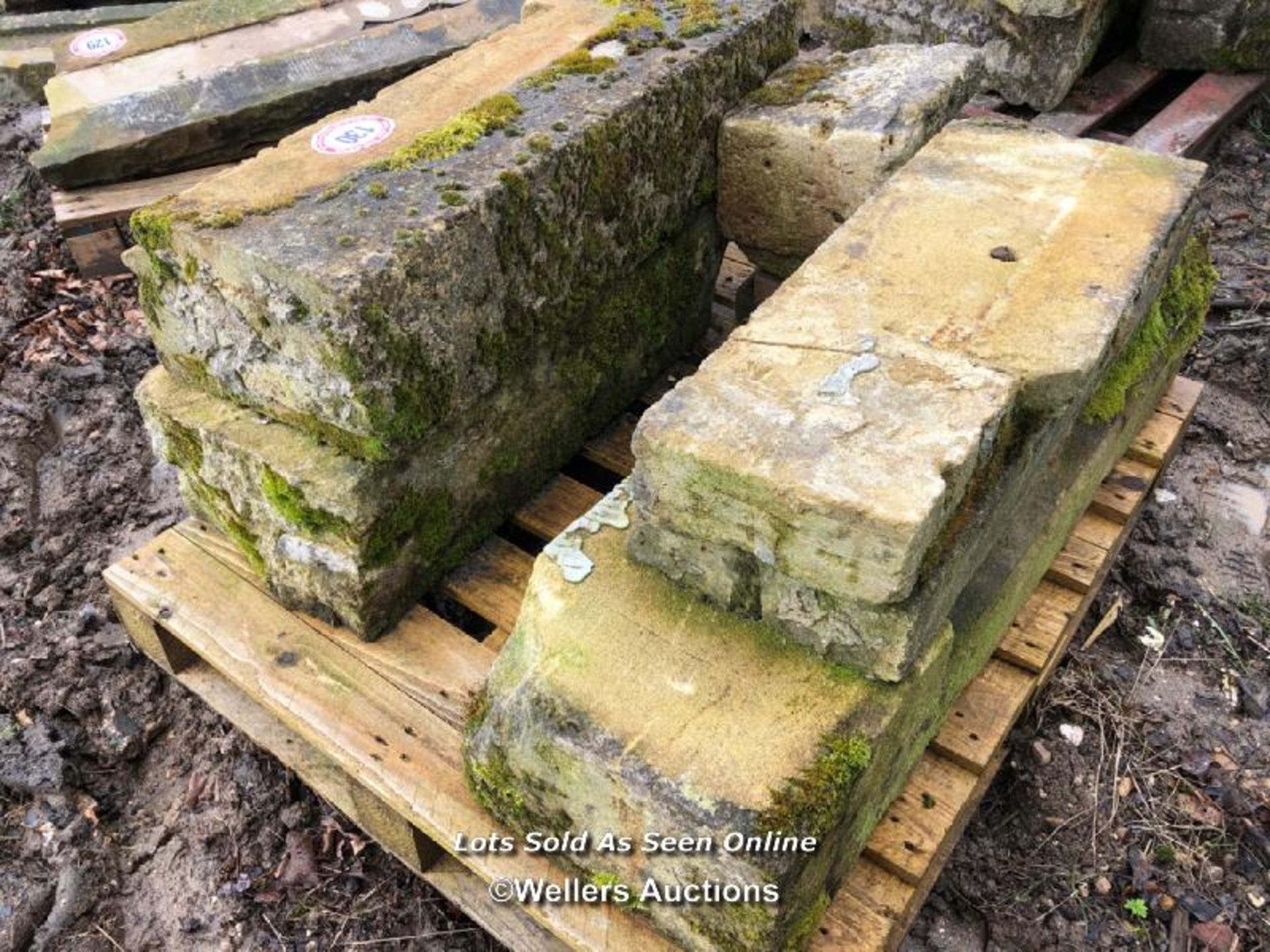 FIVE PIECES OF STONE WINDOW SILL COPINGS, LARGEST 120CM L - Image 3 of 3