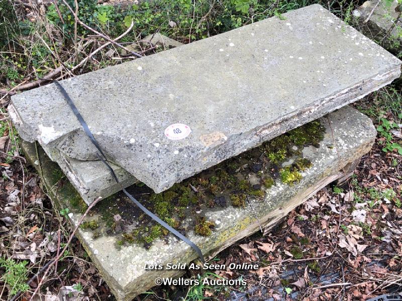 FOUR PIECES OF YORKSTONE, LARGEST 150CM L X 100CM W