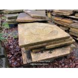 EIGHTEEN PIECES OF ASSORTED STONE PAVING, VARIOUS SIZES, LARGEST 60CM W X 60CM L