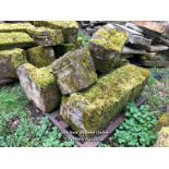 LARGE QUANTITY OF STONE WINDOW SILL COPING AND ASSOCIATED COMPONENTS, FROM AN ARCHWAY OR ENTRY