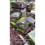 ELEVEN PIECES OF ASSORTED STONE COPING, APPROX. 62CM W X 45CM L X 12CM D