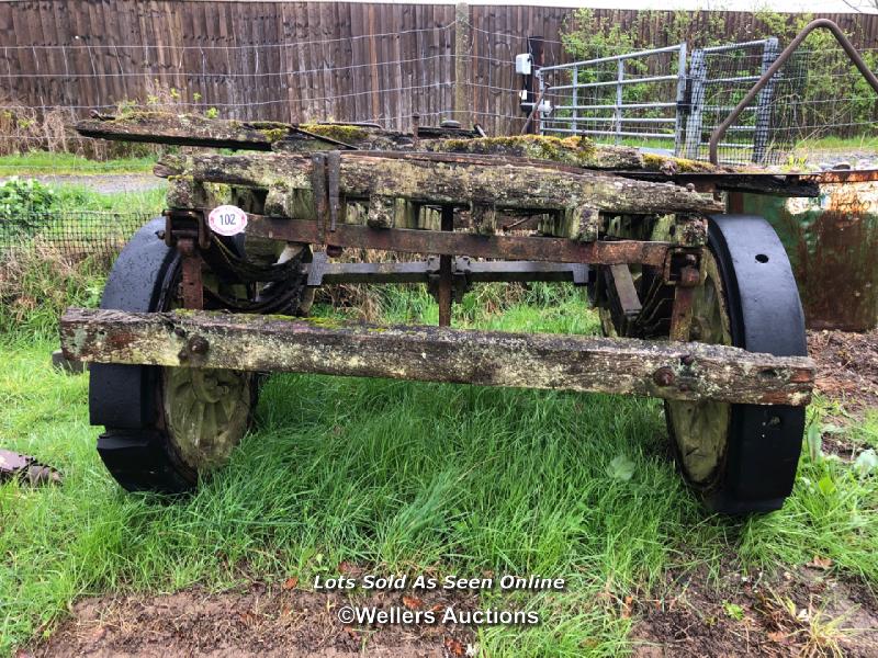 OLD RAILWAY CART, IN NEED OF RESTORATION, TOTAL DIMENSIONS APPROX. 220CM W X 230CM L X 130CM H - Image 2 of 7