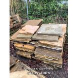 THIRTY PIECES OF ASSORTED STONE PAVING, VARIOUS SIZES, LARGEST 60CM W X 60CM L
