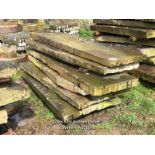 FIVE LARGE PIECES OF YORKSTONE, LARGEST APPROX. 202CM L X 75CM W