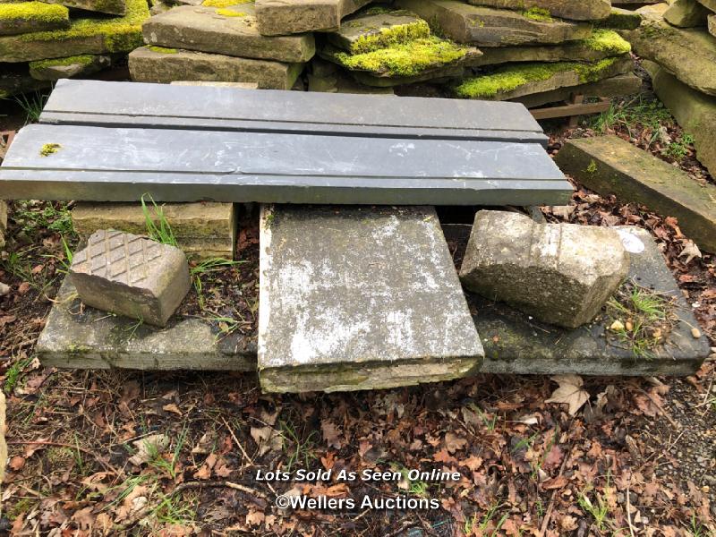 QUANTITY OF MIXED STONE, SLATE AND CONCRETE COPING, SLATE 158CM L - Image 2 of 2
