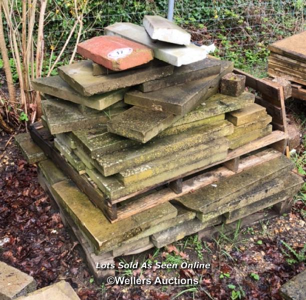 PALLET OF YORKSTONE PAVING, ASSORTED SIZES, APPROX. 54CM L X 30CM W X 5CM D