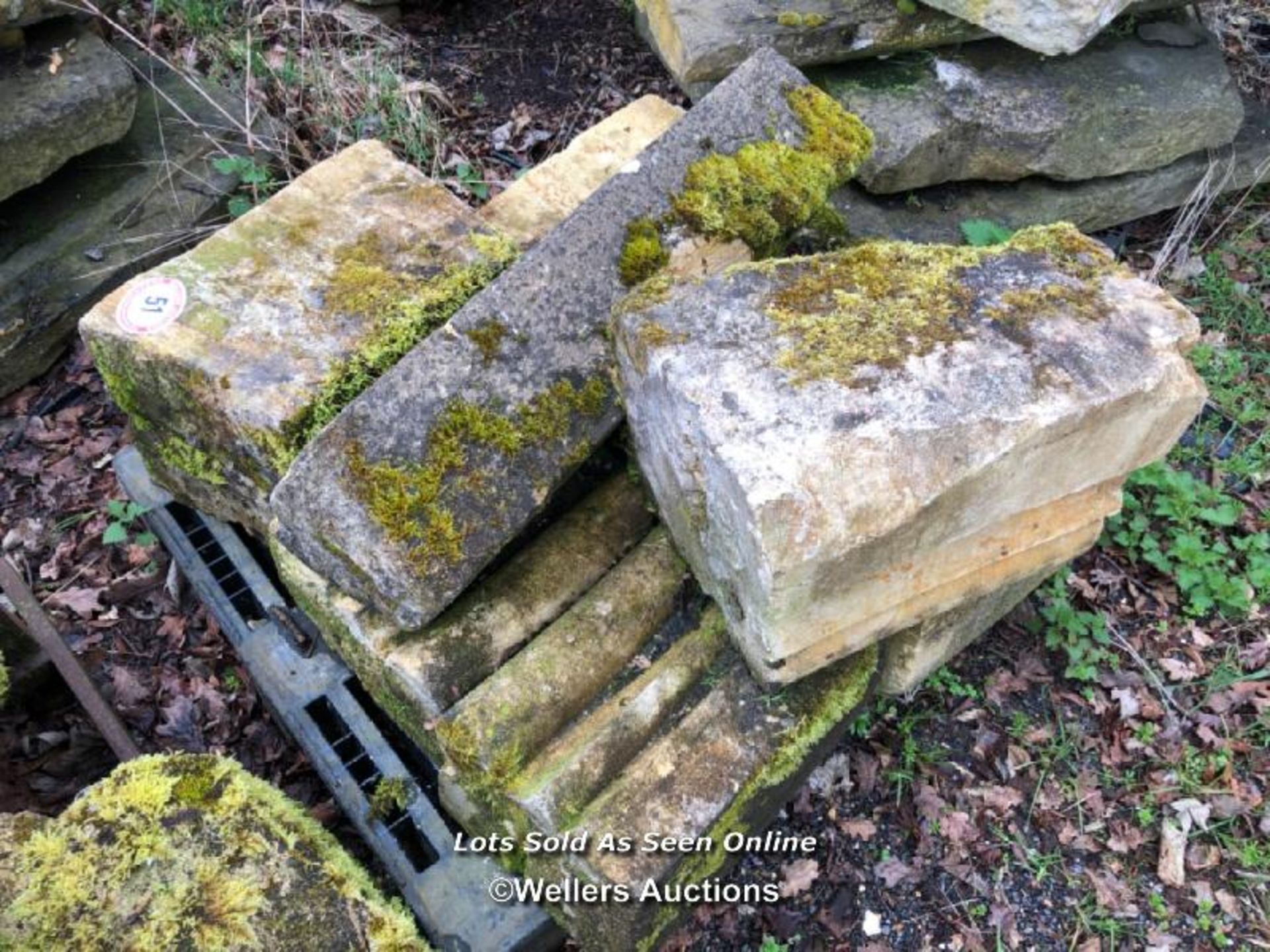 SIX PIECES OF STONE COPING, LARGEST 110CM L