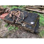 12X VARIOUS FLOORING SECTIONS, WOODEN INSERTS IN A CAST IRON FRAME