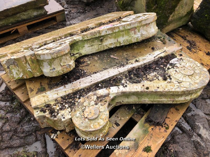 PAIR OF STONE CORBELS WITH SCROLL DESIGN, 110CM L X 60CM H - Image 3 of 3