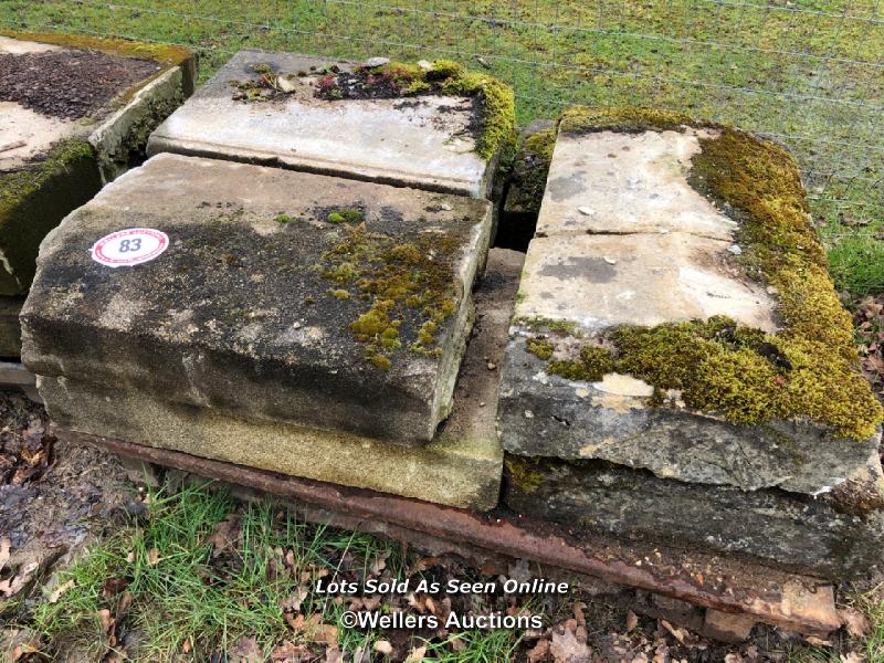 FIVE PIECES OF MIXED STONE/CONCRETE COPING, LARGEST 60CM L X 46CM W