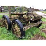 OLD RAILWAY CART, IN NEED OF RESTORATION, TOTAL DIMENSIONS APPROX. 220CM W X 230CM L X 130CM H