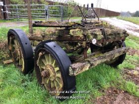 OLD RAILWAY CART, IN NEED OF RESTORATION, TOTAL DIMENSIONS APPROX. 220CM W X 230CM L X 130CM H