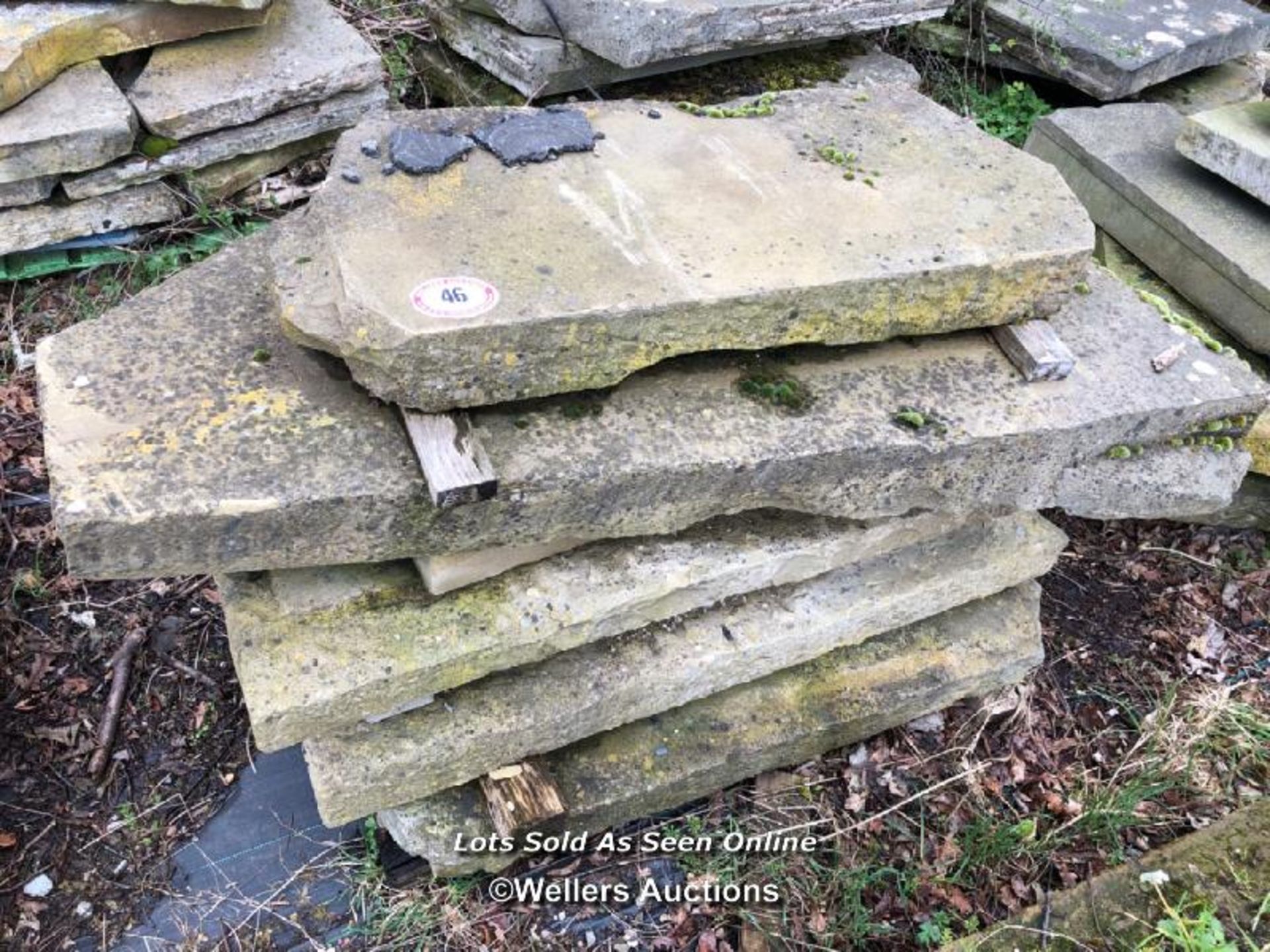 FIVE LARGE PIECES OF YORKSTONE, LARGEST 180CM L X 103CM W - Image 2 of 2