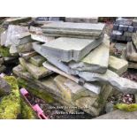 LARGE QUANTITY OF YORK AND NATURAL STONE, LARGEST 85CM W X 170CM L