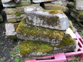 FOUR PIECES OF ASSORTED STONE COPING, LARGEST 150CM L