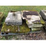 FIVE PIECES OF MIXED STONE/CONCRETE COPING, LARGEST 60CM L X 46CM W