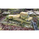 SEVEN LARGE PIECES OF YORKSTONE, LARGEST 100CM W X 270CM L X 15CM D