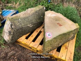 TWO LARGE PIECES OF NATURAL STONE, LARGEST 90CM L