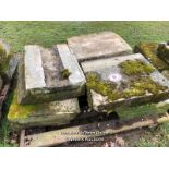 FIVE PIECES OF MIXED STONE/CONCRETE COPING, LARGEST 60CM L X 51CM W