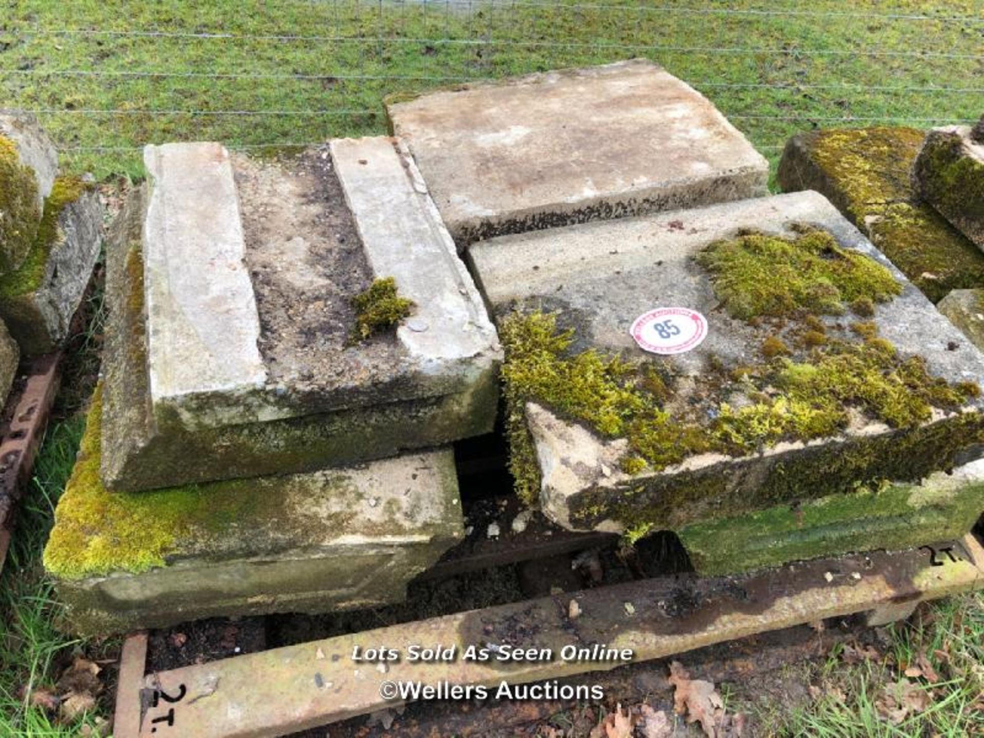 FIVE PIECES OF MIXED STONE/CONCRETE COPING, LARGEST 60CM L X 51CM W